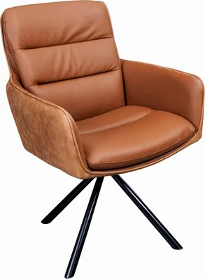 Produktbild von Drehstuhl GEORGE 360° mit Armlehnen Echtleder und Microfaser cognac