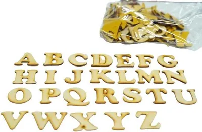 Obrázek produktu pro Samolepící dřevěná písmena z překližky. 120 kusů.
