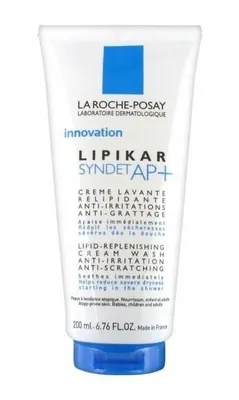 A product shot of a tube of La Roche-Posay Lipikar Syndet AP+ cream wash.