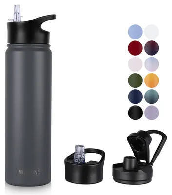 Immagine prodotto di Solidchoice - Borraccia in acciaio inossidabile da 750 ml con 2 tappi e cannuccia, priva di BPA