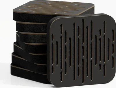 Immagine prodotto di Set di 22 pannelli – Mini pannelli acustici per l'assorbimento e la diffusione del suono | 23x23 cm | Riduzione del rumore – Controllo delle riflessioni | WAVE-d | Nero