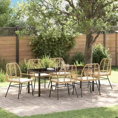 Image de Mobilier d'extérieur exclusif - Ensemble de jardin pour 7 personnes, couleur marron, en résine tressée