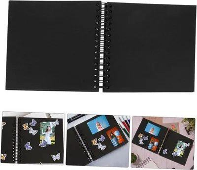 Produktbild von Kunststoff Scrapbook 20x20 cm - 20 Blätter Schwarz Karton - Spiralalbum mit Rundschlussbindung - Geschenk für Hochzeit, Geburtstag und Jubiläum - Erinnerungsbuch