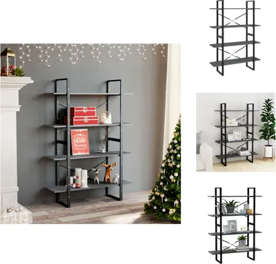 Imagen del producto de vidaXL Estantería de 4 compartimentos, color gris, 100x30x140 cm, madera maciza de pino - Estanterías y librerías