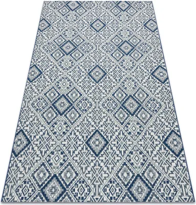 Zdjęcie produktu dla Dywan SZNURKOWY SIZAL COLOR 19247/699 Kwadraty Romby Płytki Niebieski niebieski 160x230 cm
