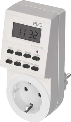 EMOS Digitale Zeitschaltuhr Steckdose Schuko, 8 konfigurierbare Programme, Akku-Backup, IP20 für Inn