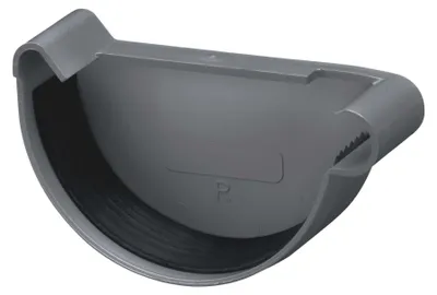 Produktbild von INEFA Dachrinnen Endstück halbrund, PVC NW100 / 100mm, rechts Anthrazit, Dachrinnenzubehör, einfache Steckmontage,  Germany