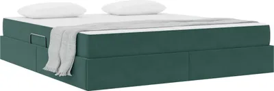 Produktbild von Langlebige Aufbewahrungsbett mit Matratze Dunkelgrün 160 x 200cm Samt - Möbel414947 - Klassische BettenJugendbett Tagesbett