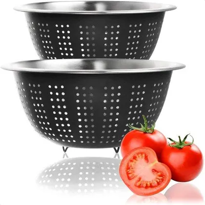 Produktbild von Famanu Küchensieb, feines Netzsieb, Pastastrainer mit Griff, mikroperforiertes Küchensieb - 2 Stück