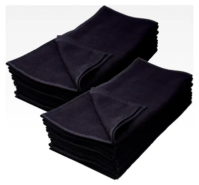 Produktbild von 12er Set Friseurhandtücher - schwarz - farbecht - 100% Baumwolle (Zwirnfrottee, 40 x 90 cm)