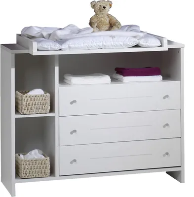 Produktbild von Schardt 2-teiliges Set Eco Stripe bestehend aus Kombi-Kinderbett 70x140 cm (inkl. Umbauseiten) und Wickelkommode