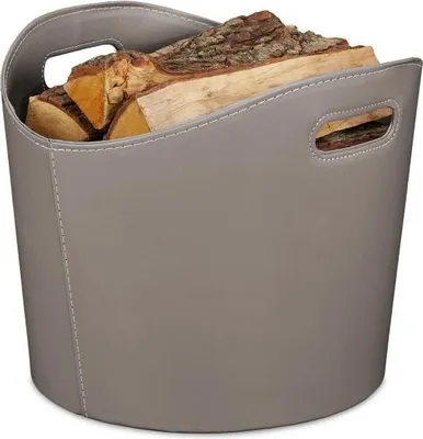 Image de Panier en bois gris en simili cuir