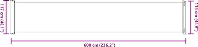 Productafbeelding van vidaXL Zijmarkies, uitschuifbaar, 117x614 cm, bruin