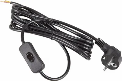 Produktbild von Netzkabel 3 m Schuko Schutzkontaktstecker + Schalter 300SW schwarz offenes Ende