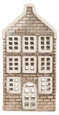 Produktbild von Clayre & Eef Teelichthalter Haus 7x7x14 cm Grau Keramik