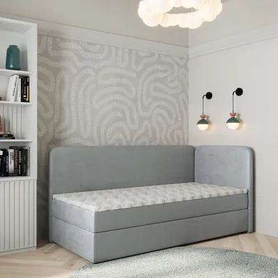 Produktbild von Masseno Boxspringbett GINA 100x200 cm Komplett-Set mit Bonell Matratze und Topper, Polsterbett mit Bettkästen -Hellgrau, PAROS 05