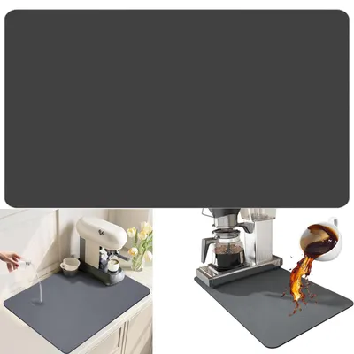 Produktbild von Abtropfmatte für Kaffeemaschine, Geschirrabtropfmatte, Kaffeemaschinenmatte 60 x 50 cm, rutschfeste Matte für Küche, Bad und Arbeitsplatte