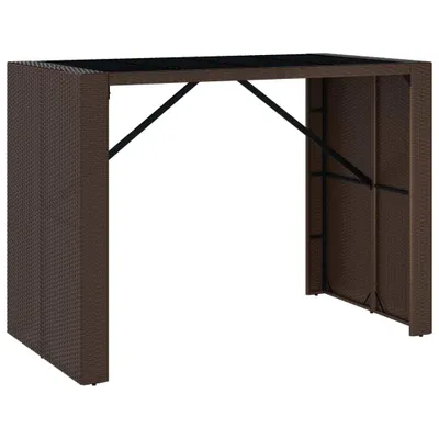 Image de Table de bar et dessus en verre marron 145x80x110 cm poly rotin