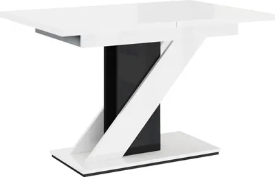 Produktbild von MIRJAN24 Esstisch Meva, Design Tisch, Esszimmer, Stilvoll Ausziehbar Esszimmertisch (Farbe: Weiß Hochglanz / Schwarz Hochglanz)