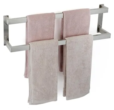Image de Porte-serviettes mural en acier inoxydable, double niveau, 60 cm