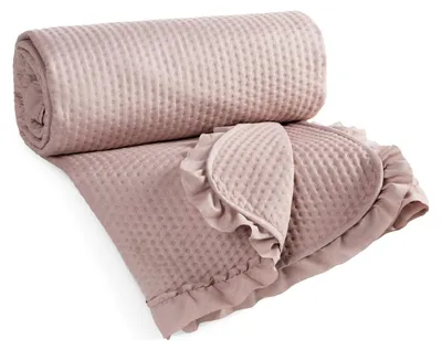 Produktbild von Eurofirany Tagesdecke Bettdecke Bettüberwurf 220 x 240 cm Sofaüberwurf hellrosa mit Rüschen
