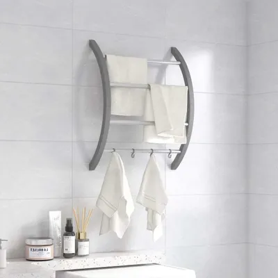 Produktbild von Möbel Handtuchhalter mit Haken Silbern 56x16x72 cm Aluminium - Wäscheständer 344381
