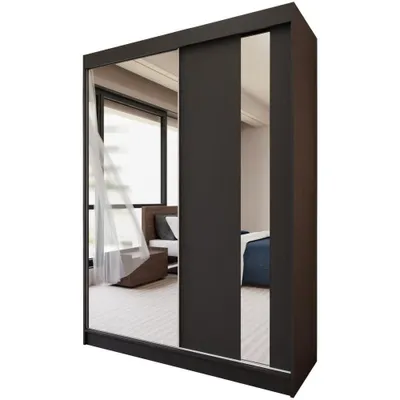 Image de BEAUTYSOFA armoire à portes coulissantes GAJA 150 cm - armoire moderne à deux portes avec miroir (noir)