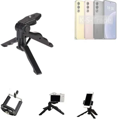 Produktbild von K-S-Trade Stativ Tisch-Ständer Dreibein Handy-Stativ Ständer kompatibel mit Meizu 20 Mini-Stativ Smartphone Tripod Handy-Stativ aus Plastik schwarz