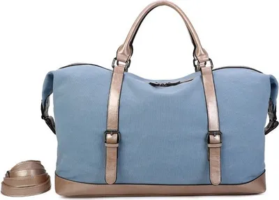 Immagine prodotto di Ines Delaure Weekendtas 35 litri Ciel - Borsa sportiva di tendenza in tela/PU di alta qualità con tracolla regolabile e diversi scomparti