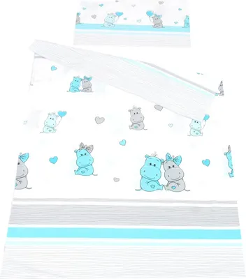 Produktbild von BABYLUX Kinderbettwäsche 2 Tlg. 90 x 120 cm Bettwäsche 108. Hippo Blau