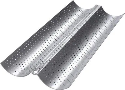 Image de Plaque de cuisson pour 2 baguettes, argentée, haute qualité, 38 x 16 cm