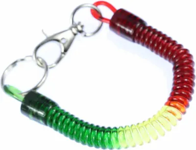 Produktbild von Spiral Schlüsselanhänger Spirale Schlüsselkette Reggae Rasta Jamaika rot gelb gr