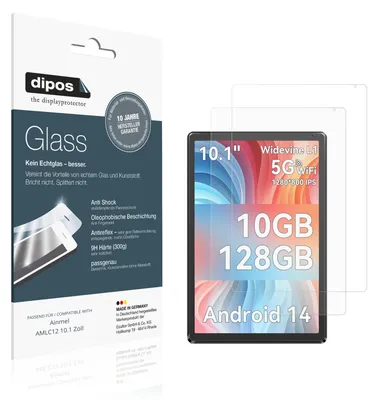 Produktbild von 2x Schutzfolie für Ainmel AMLC12 10.1 Zoll matt - Anti-Shock 9H Folie dipos Glass Kunststoffglas