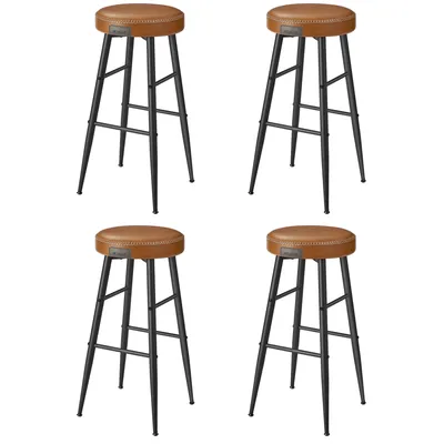 Obrázek produktu pro Barová židle z kolekce VASAGLE ECHO, sada 4 kusů, barová židle, Imitace kůže, výška 76,2 cm, karamelově hnědá barva
