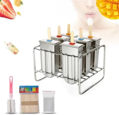 Produktbild von Famanu Eis am Stiel-Set - Edelstahl, Holzstäbchen, Multicolor