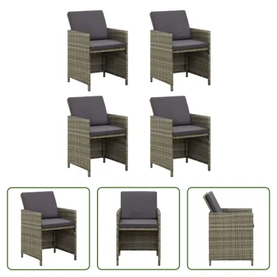 Produktbild von The Living Store Gartenstühle mit Kissen 4 Stk. Poly Rattan Grau