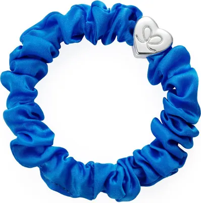 Obrázek produktu pro By Eloise London Silver Heart Silk Scrunchie Royal Blue