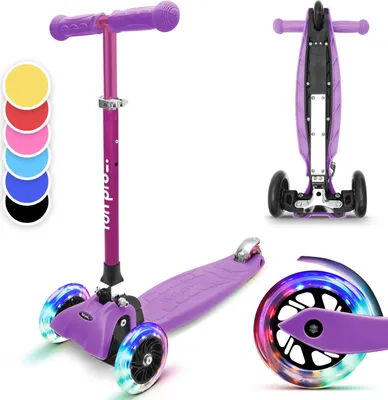 Produktbild von Fun Pro ONE Roller, Scooter für Kinder, Dreirad-Kinderroller, Tretroller für Jungen & Mädchen ab 3 Jahre, Kinderscooter mit LED-Räder, Mini Roller Klappbar, Roller für Kinder im Alter von 3-6 Jahren