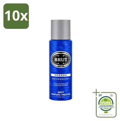Productafbeelding van 10 x Brut Oceans Deodorant Spray - 200 ml - Grote verpakking - 10 stuks