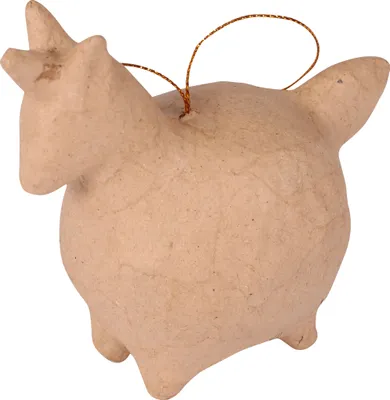 Produktbild von Décopatch 5x Braunes Pappmaché, Einhorn zum Aufhängen 11cm - Kartonbraun NO045C