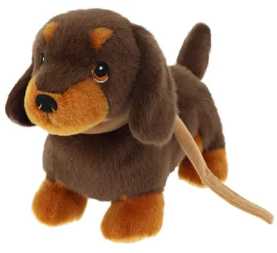 Zdjęcie produktu dla Keel Toys, pluszowy pies rasy taksel - pluszowa zabawka - brązowy - stojący - 23 cm - mięciutki pies rasy taksel
