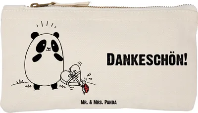 Produktbild von Mr. & Mrs. Panda Waschbeutel Panda Dankeschön Größe S Klein - Weiß - Geschenk, pencil case, Mäppchen, kosmetiktäschchen, Etui, Federtasche, Kulturtasche