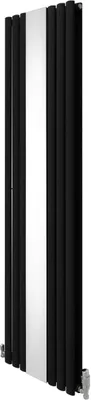 Produktbild von Oval Röhrenheizkörper mit Spiegel & Chrom Thermostatventile - 1800mm x 500mm – Schwarz