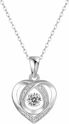 Produktbild von Herzkette für Damen, Moissanit-Halskette, silberner Strass-Herzanhänger, Choker, Jubiläumsschmuck, Geschenk für ihre Frau
