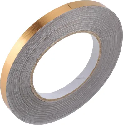 Zdjęcie produktu dla Naklejki na podłogę do pomieszczeń dla zwierząt domowych, samoprzylepne, do narożników podłóg i płytek (1 cm x 50 m, złote)