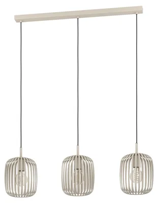 Immagine prodotto di Lampadario A Sospensione Minimal Romazzina Lineare Acciaio Sabbia 3 Luci E27