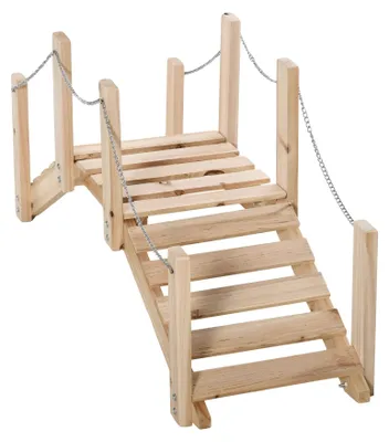 Obrázek produktu pro Zahradní lávka, design z přírodního dřeva, pevné madlo, khaki