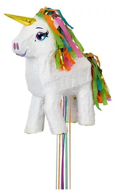 Produktbild von Einhorn-Pinata in Weiß - Mit Zugschnur