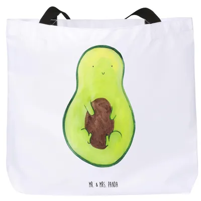 Produktbild von Mr. & Mrs. Panda Tote Bag Avocado Kern - Weiß - Geschenk, Reisetasche, Tragetasche, Pflanze, Tasche, Avocadokern, Schultasche, glücklich, Laptoptasche, Spruch Leben