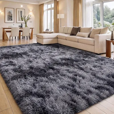 Produktbild von Elzusha – Waschbarer, flauschiger Teppich, 120 x 160 cm, Hellgrau